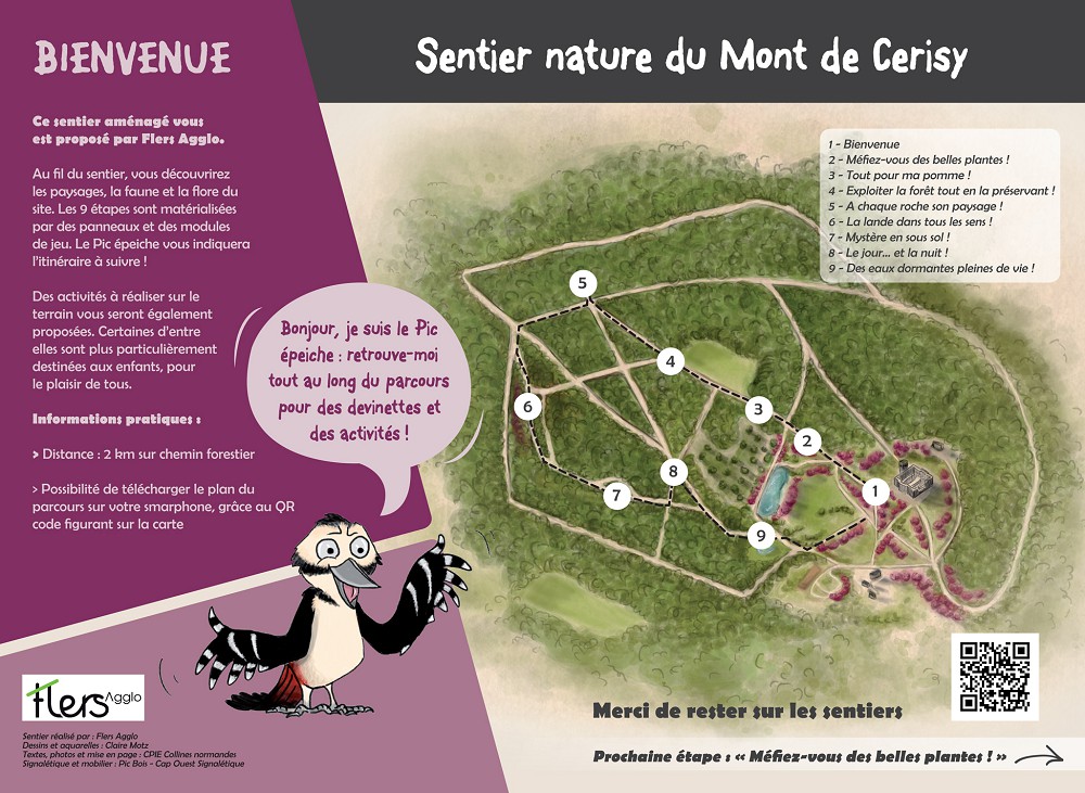 Panneau accueil du site du Mont Cerisy